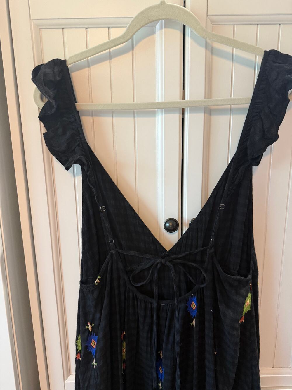 Anthropologie V-Neck embroidered ruffle sleeve maxi dress XL EUC